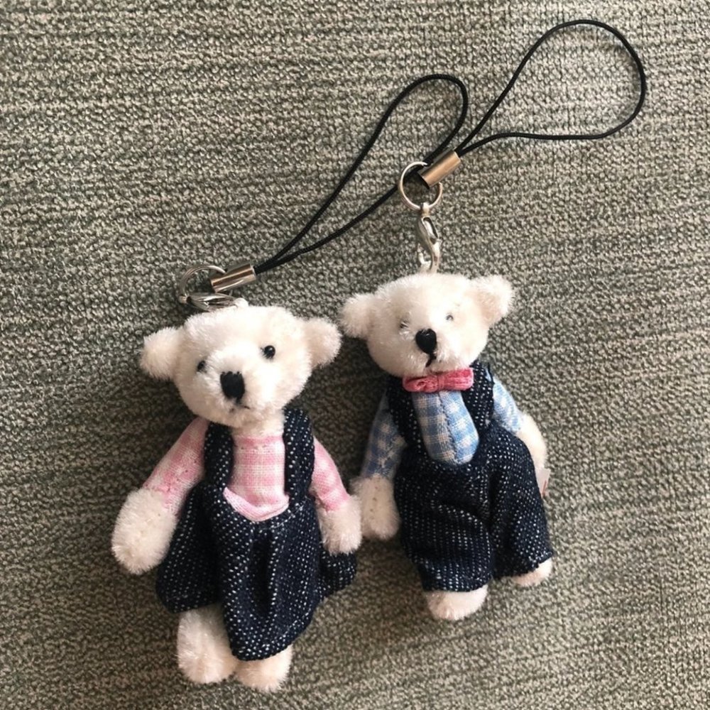 1 pair of mini bear cellphone charm, key charm